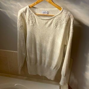 Cream sweater with lace